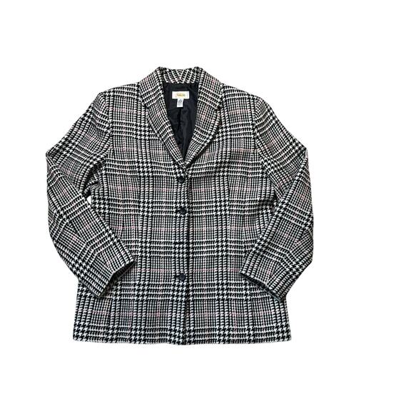 Vintage TALBOTS Herringbone Heavy Tweed Blazer/Jacket women's size 16; 100% Wool - Picture 1 of 11